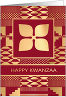 Faux Gold Adinkra Nsirewa Red Kente Print Kwanzaa card