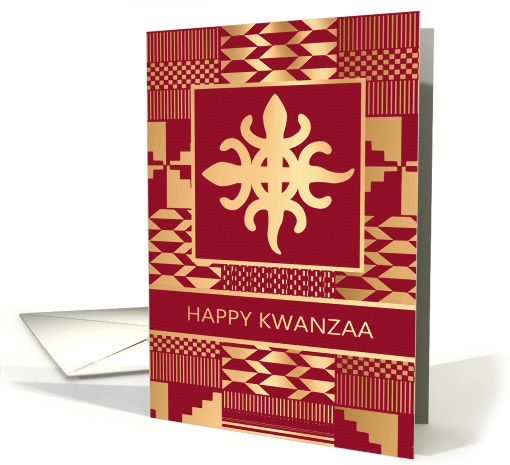 Faux Gold Adinkra Funtunfunefu Denkyemfunefu Red Kente... (1942608)