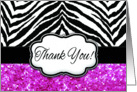 Hot Pink and Black Animal Pattern Stripe Thank You Zebra Print Card