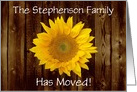 Personalized Rustic Sunflower Moving Announcement card