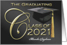 Graduating Class of 2021 Elegant Black Gold Cap Tassel Announcement card