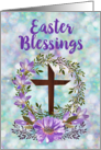 Purple Gladiola Flower Cross Watercolor Easter Blessings Card
