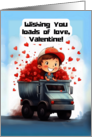 Loads of Love Dump Truck Boys Valentines Day card