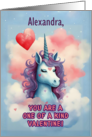 Custom Name Unicorn One of a Kind Valentines Day card