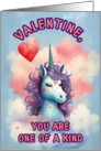 Unicorn One of a Kind Mystical Girls Valentines Day card