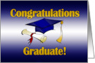 Congratulations Graduate Blue Cap Tassel Diploma Graduation card