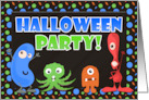 Halloween Party Invitation for Kids Colorful Mod Monsters Childrens card