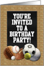 Sports All Star Birthday Party Invitations Soccer Football Baseball card