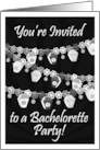 Bachelorette Party Invitations Black and White Hanging Lantern Lights card
