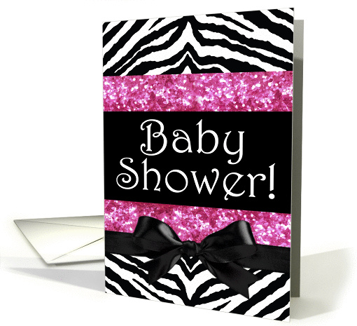 Posh Baby Shower Invitation, Black/White/Hot Pink card (1103422)