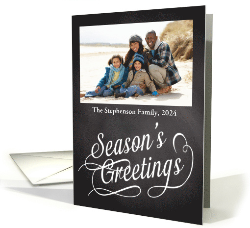 Chalkboard Style Season's Greetings Swirl Holiday Photo card (1173482)