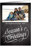 Chalkboard Style Season’s Greetings Swirl Holiday Photo Card