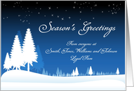 Blue and White Snow Scene Business Christmas Thank You Cards