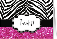 Pink/Black Animal Pattern Stripe Thanks, Thank You Zebra Print Card