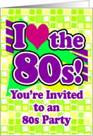 I Love the 80s Party, Bright Colors Invitations card