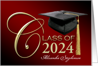 The Graduating Class of 2023 Elegant Black and Red Announcement card