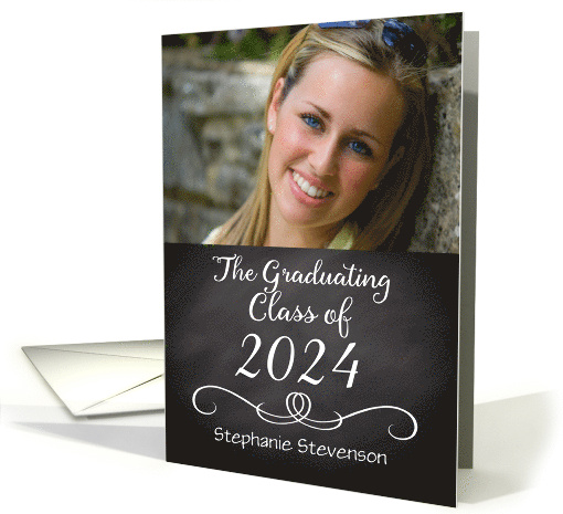 Chalkboard Style Class of 2023 Photo Graduation Announcement card