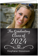 Chalkboard Style Class of 2024 Photo Graduation Announcement card