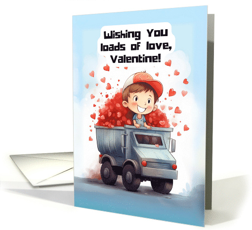 Loads of Love Dump Truck Boys Valentines Day card (1817990)