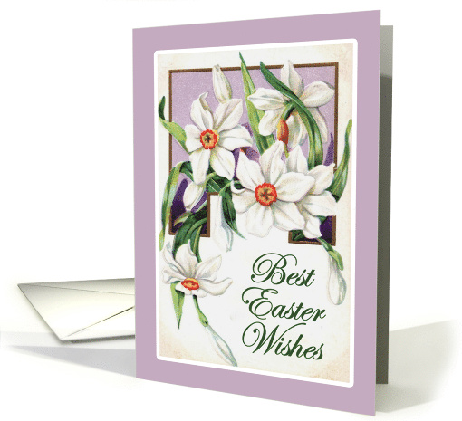 Best Easter Wishes Vintage Flowers Purple and White... (591817)