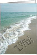 Anniversary I Love You Beach Writing in the Sand Romantic card