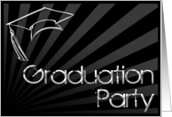 Graduation Party Invitation, Modern Black and White Ray Lights card
