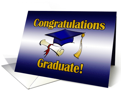 Congratulations Graduate Blue Cap Tassel Diploma Graduation card