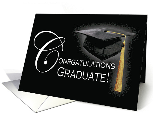 Congratulations Graduate Black and Gold Mortarboard Cap... (630199)