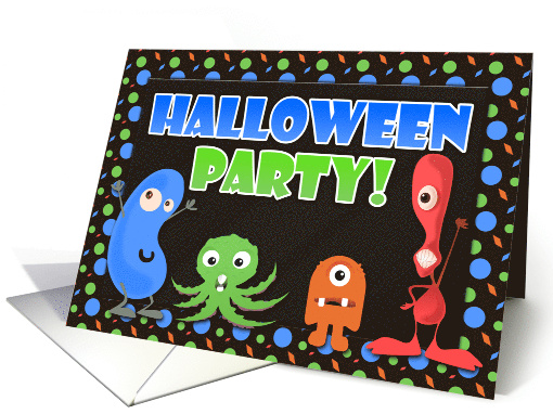 Halloween Party Invitation for Kids Colorful Mod Monsters... (853368)