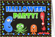 Halloween Party Invitation for Kids Colorful Mod Monsters Childrens card