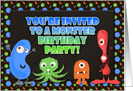 Kids Birthday Party Invitation Colorful Mod Monsters Children card