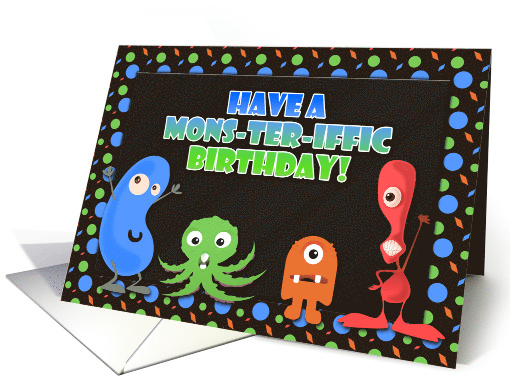 Kids Birthday Colorful Mod Monsters Childrens Monsteriffic card
