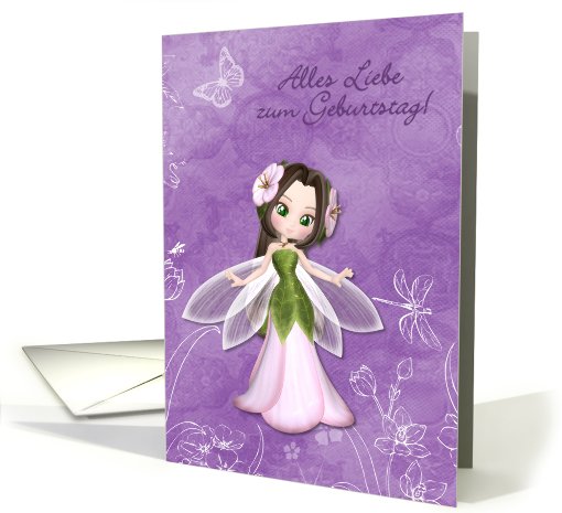 Flower Fairy Happy Birthday Alles Liebe zum Geburtstag German card