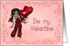 Doll with Balloon Hearts be my Valentine card