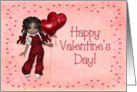 Doll with Balloon Hearts Happy Valentine’s Day card