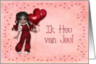Doll with Balloon Hearts Valentine Dutch card