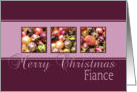 Fiance - Merry Christmas, purple colored ornaments card
