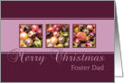 Foster Dad - Merry Christmas, purple colored ornaments card