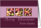 Alaska - Merry Christmas - purple colored ornaments card