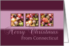 Connecticut - Merry Christmas - purple colored ornaments card