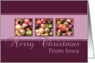 Iowa - Merry Christmas - purple colored ornaments card