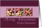 Vermont - Merry Christmas - purple colored ornaments card
