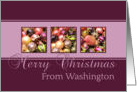 Washington - Merry Christmas - purple colored ornaments card