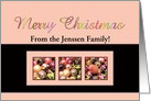 Customizable Merry Christmas Colored ornaments Card