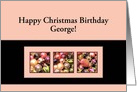 Customizable Merry Christmas Birthday Colored ornaments Card