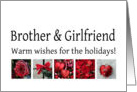 Brother & Girlfriend - Red Collage warm holiday wishes card