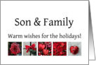 Son & Family - Red Collage warm holiday wishes card