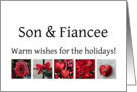 Son & Fiancee - Red Collage warm holiday wishes card