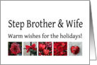 Step Brother & Wife - Red Collage warm holiday wishes card