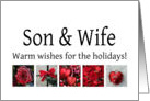 Son & Wife - Red Collage warm holiday wishes card